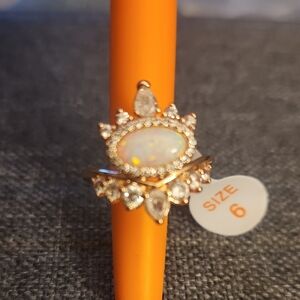 Opulent Gold Opal and Crystal Ring